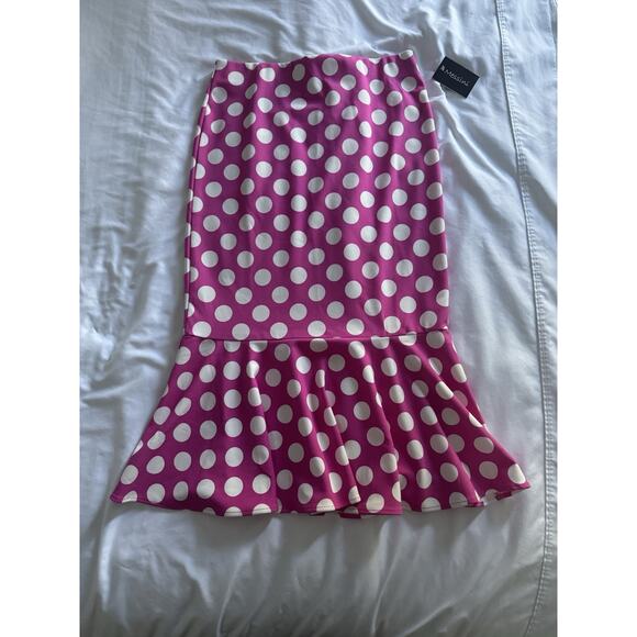 Messini Dresses & Skirts - Messini Polka Dot Skirt Peplum Pink White Knee-length Medium Mermaid Elegant